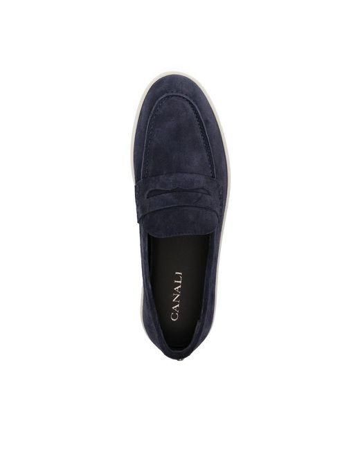 Canali Blue Round Toe Loafers for men