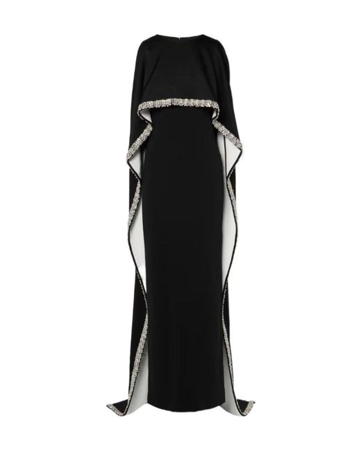 Roland Mouret Black Embellished Satin Crepe Gown