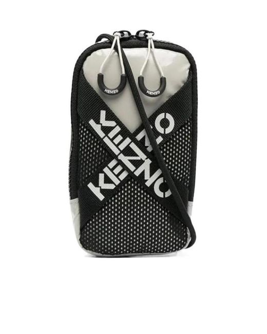 KENZO Black Logo-Tape Detail Crossbody Bag for men