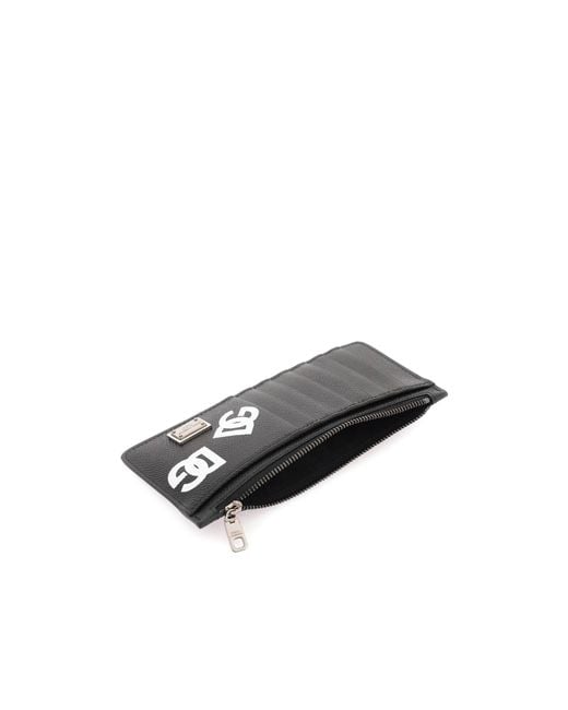 Dolce & Gabbana Black Logo-Plaque Zipped Cardholder for men
