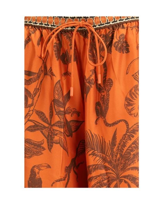 ALÉMAIS Orange Monkey Dance Printed Palazzo Pants