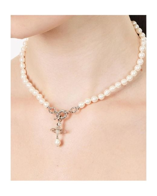 Vivienne Westwood White Aleksa Orb Pearl Necklace
