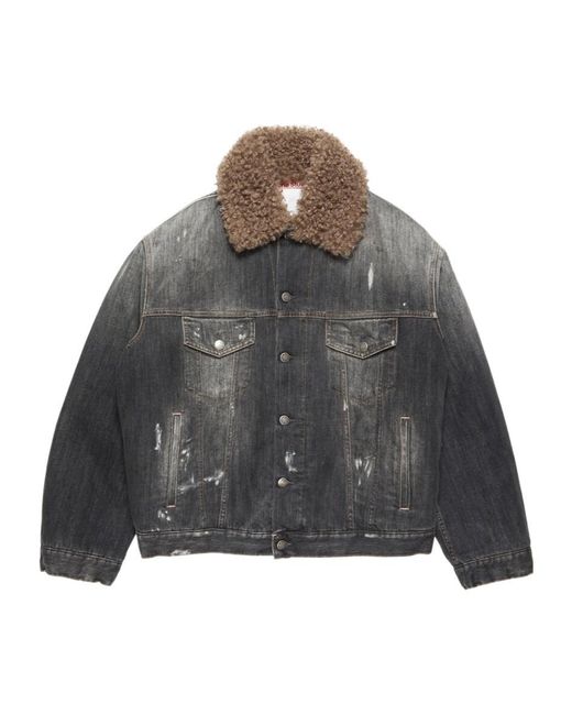 Acne Gray Distressed Denim Jacket for men