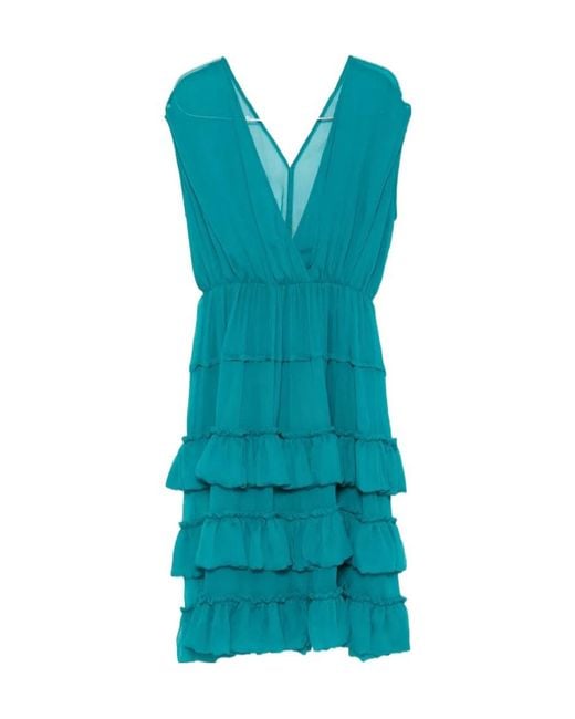Dries Van Noten Blue Ruffled Midi Dress