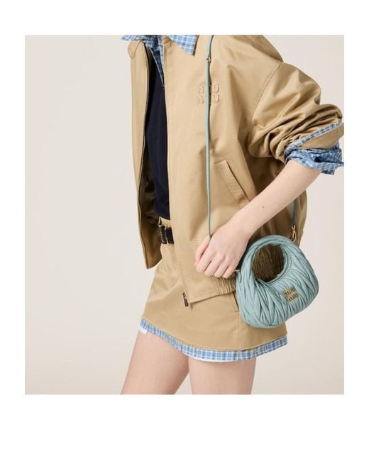 Miu Miu Blue Wander Matelassé Nappa Leather Hobo Mini-Bag