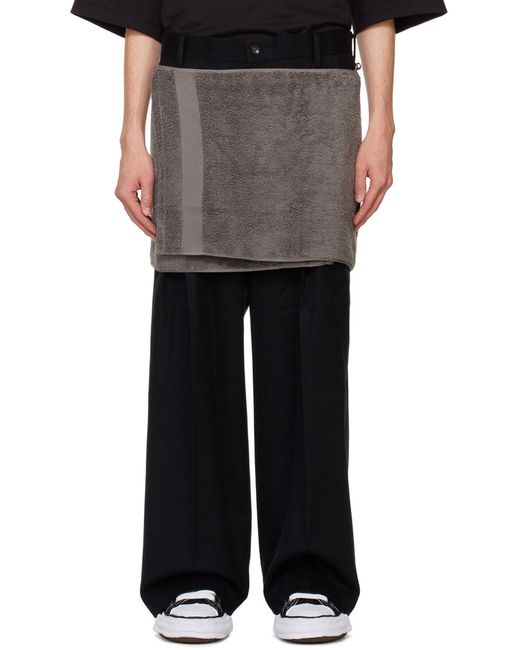 Doublet Black Onsen Towel Felted-Finish Trousers for men