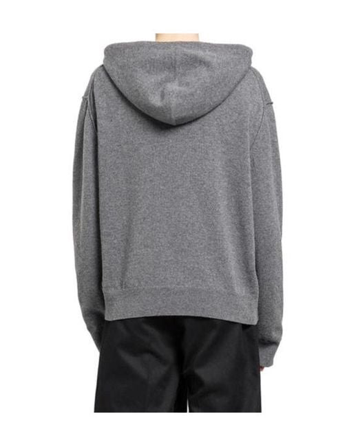 Maison Margiela Gray Knitted Drawstring Hoodie for men