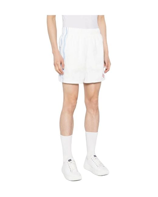 Casablanca White Logo-Appliqué Stripe-Detail Shorts for men