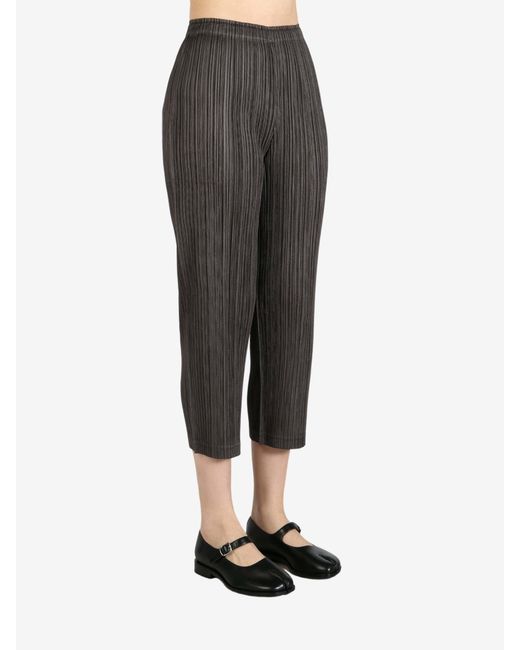 Pleats Please Issey Miyake Gray Straight-Leg Trousers