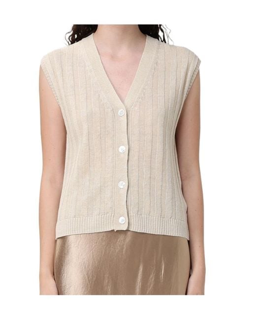 Max Mara Natural Sleeveless Cardigan