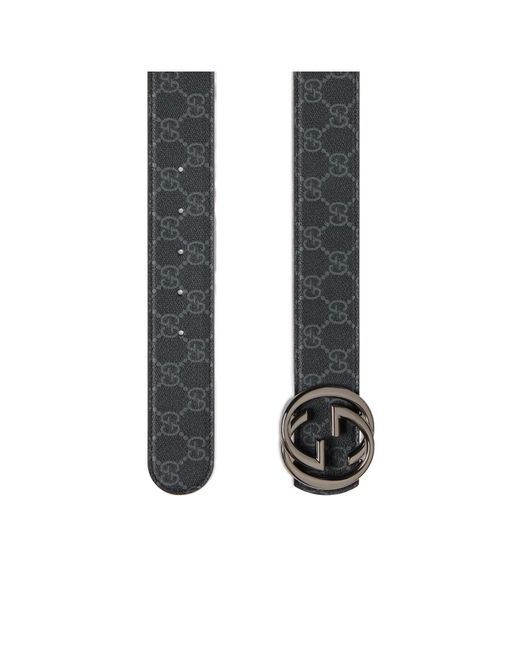Gucci Black Reversible Interlocking G Buckle Belt for men