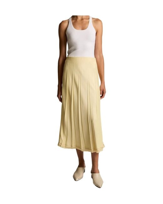 Vince Metallic Raw-Edge Satin Skirt