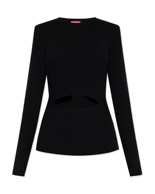 DIESEL Black Peris Cut-Out Ribbed-Knit Top
