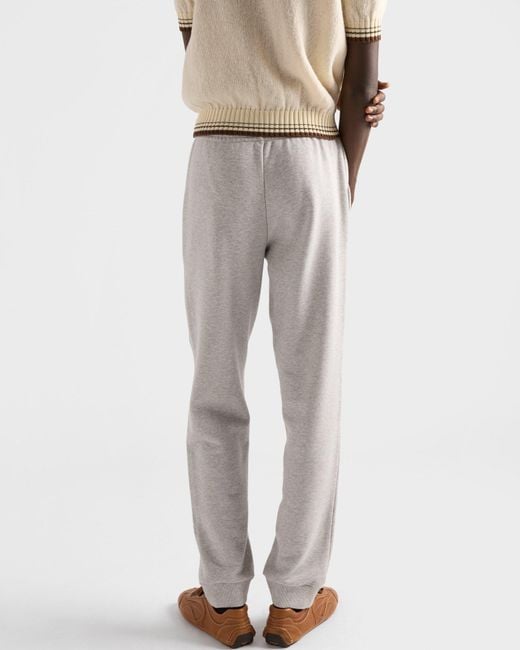 Prada Gray Cotton Fleece Joggers for men