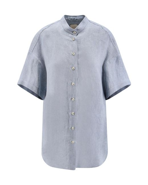 Alysi Blue Short-Sleeve Stand-Collar Jacket