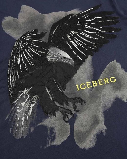 Iceberg Blue Printed T-Shirt for men