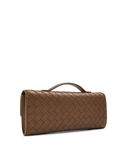 Bottega Veneta Brown Woven Sheepskin Clutch