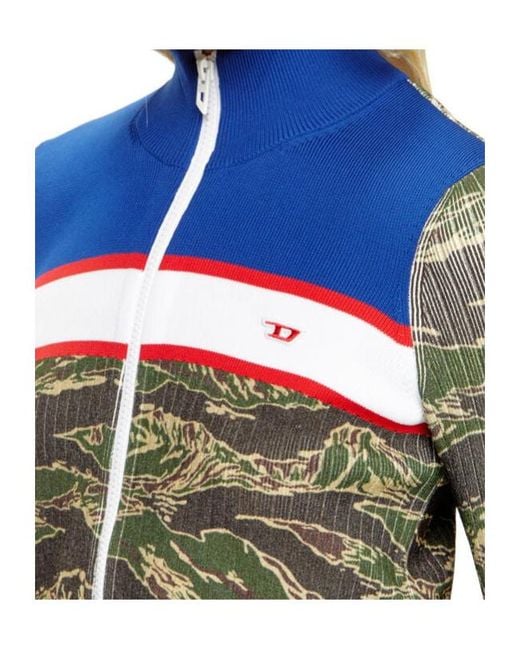 DIESEL Blue Tiger-Print Ribbed Sweater