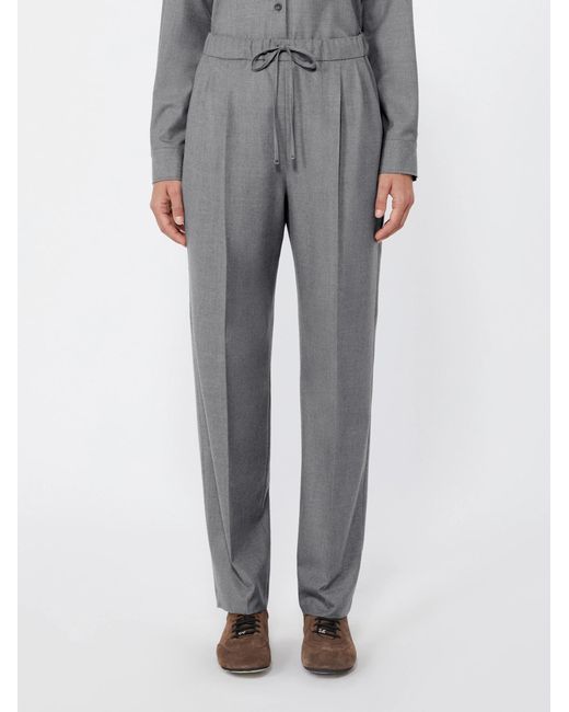 Max Mara Gray Pleated Drawstring Pants