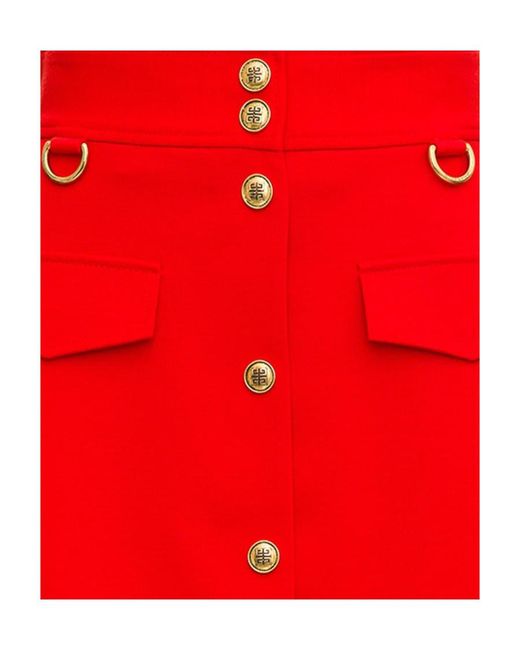 Givenchy Red Buttoned A-Line Mini Skirt