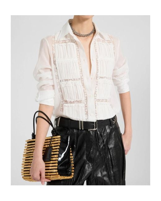 Ermanno Scervino White Lace Detailed Button-Up Shirt