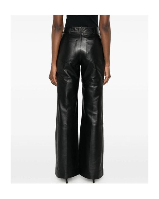Victoria Beckham Gray Leather Alina Trousers
