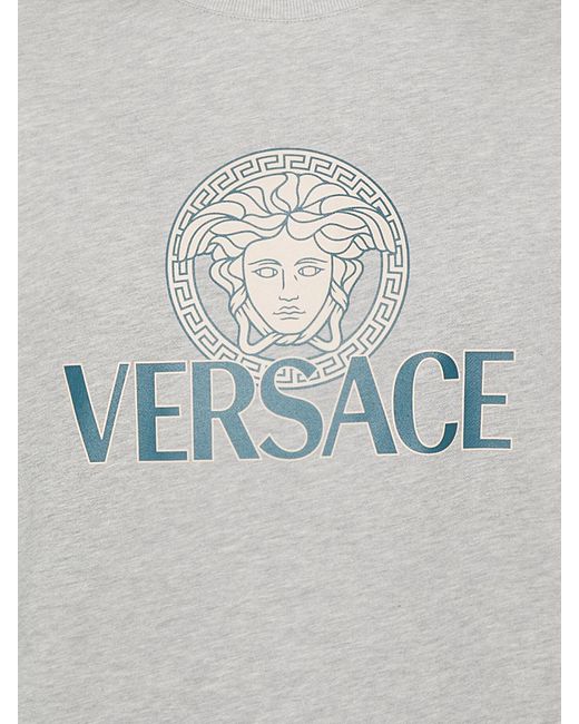 Versace Gray Medusa Head-Print Cotton Sweatshirt for men