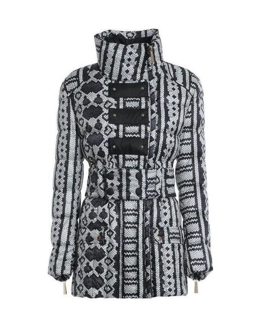 Just Cavalli Black Snake Print Down Jacket