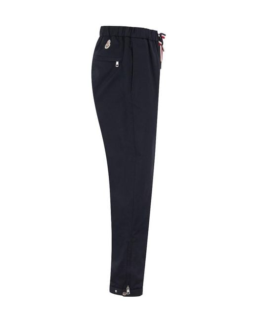 Moncler Blue Logo-Patch Drawstring Pants for men