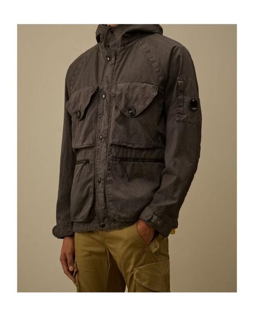 C P Company Brown Goggle Hooded Jacket for men