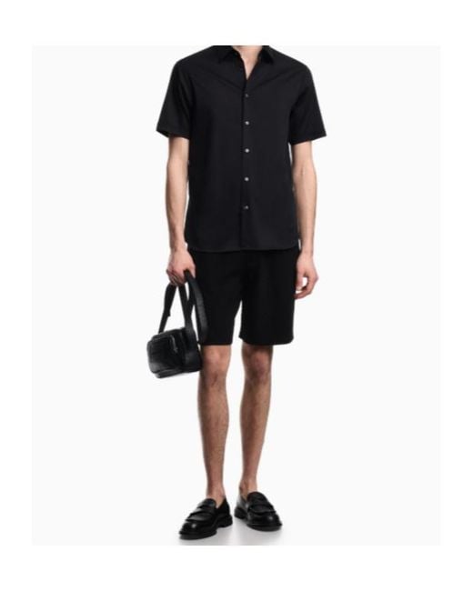 Emporio Armani Black Button-Up Short-Sleeved Shirt for men