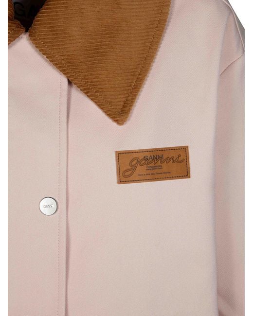 Ganni Brown Collared Long-Sleeved Casual Jacket
