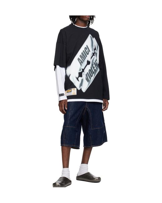 PDF CHANNEL Blue Pdf Channel Logo Denim Shorts for men