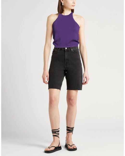 Max Mara Purple Minimalist Solid Color Sleeveless Knit Top