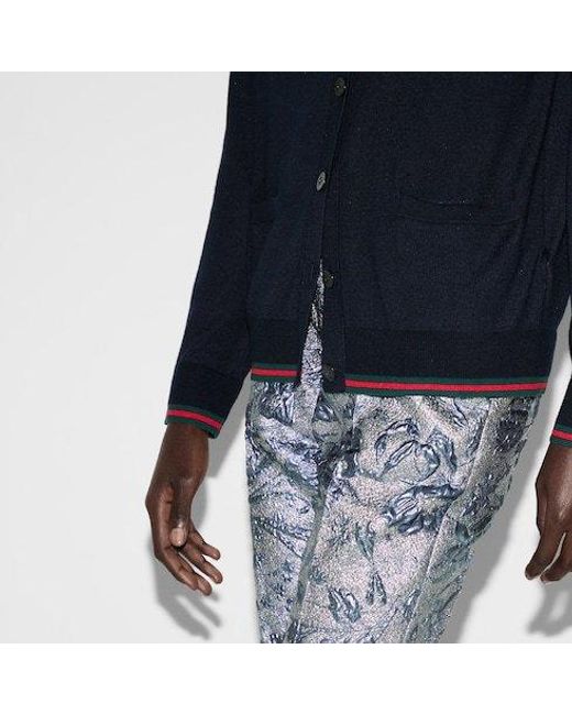 Gucci Blue Button-Up Knit Cardigan