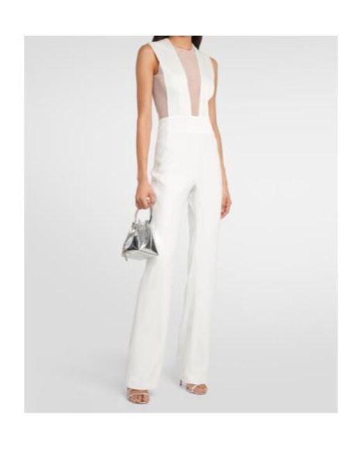 Galvan White Bridal Soho Flared Jumpsuit