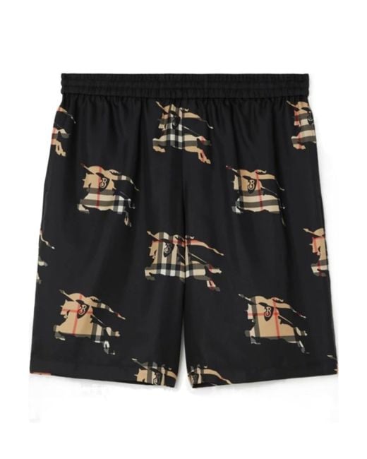Burberry Black Ekd-Printed Knee-Length Shorts for men