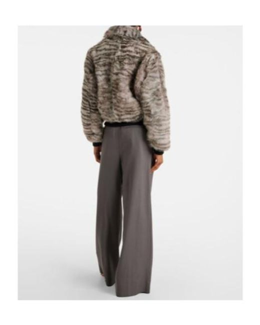 Dodo Bar Or Gray Nia Zebra-Print Shearling Bomber Jacket