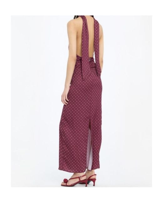 ROTATE BIRGER CHRISTENSEN Purple Dot Halterneck Scarf Dress