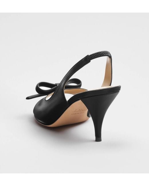 Dior Black Bow Heeled Slingback Sandal