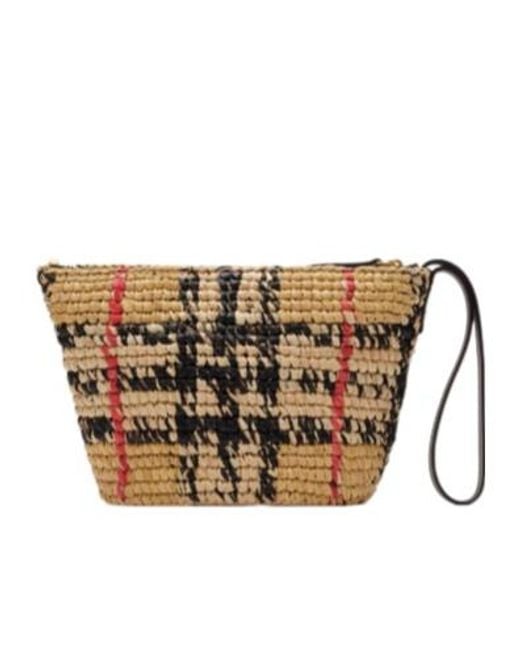 Burberry White Margate Checked Pouch