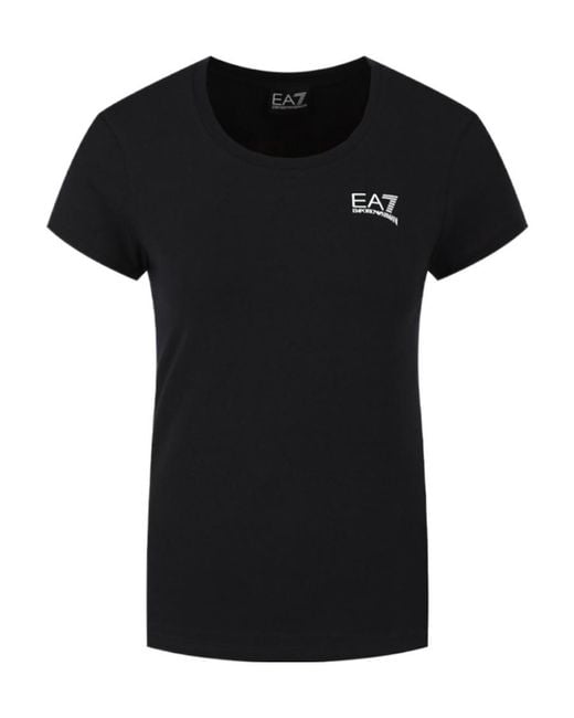 EA7 Black T-Shirt With Round Neck And Short Sleeves