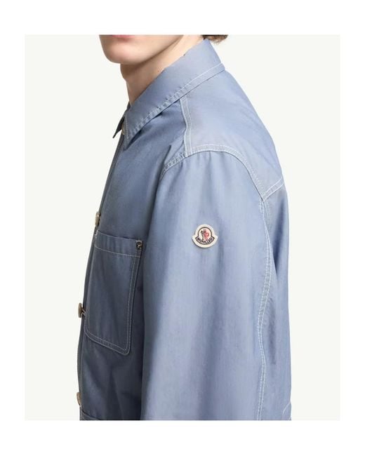 Moncler Blue Elorn Chambray Shirt Jacket for men
