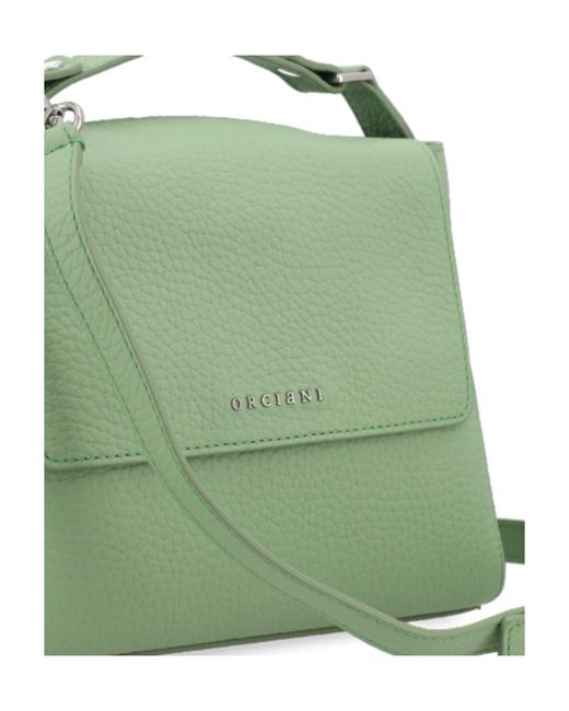 Orciani Green Sveva Logo Lettering Small Handbag