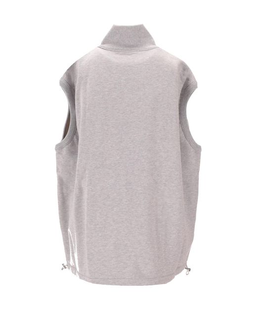 Miu Miu Gray Zip-Up Drawstring Gilet