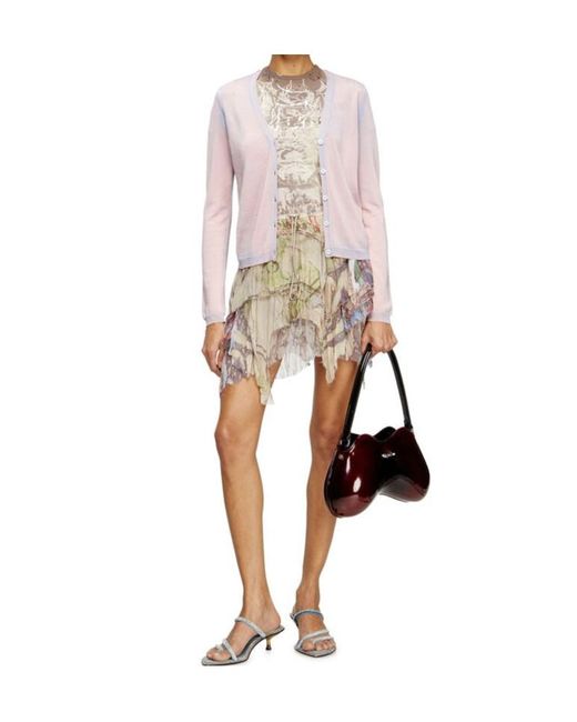 DIESEL Pink V-Neck Button-Up Cardigan