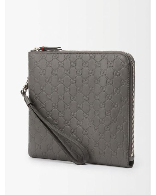 Gucci Gray Gg Emblem Pouch for men