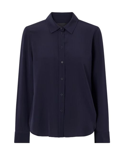 Nili Lotan Blue Satin Long Sleeve Shirt