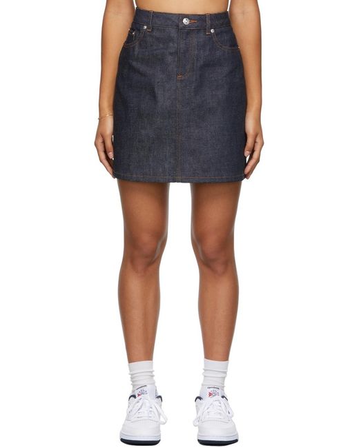 A.P.C. Blue High Waist Mini Denim Skirt