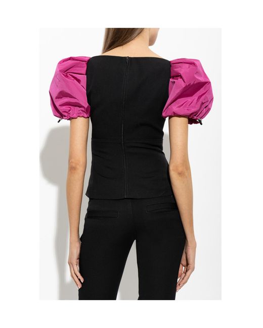 DSquared² Red Snow-Tech Puff-Sleeve Top
